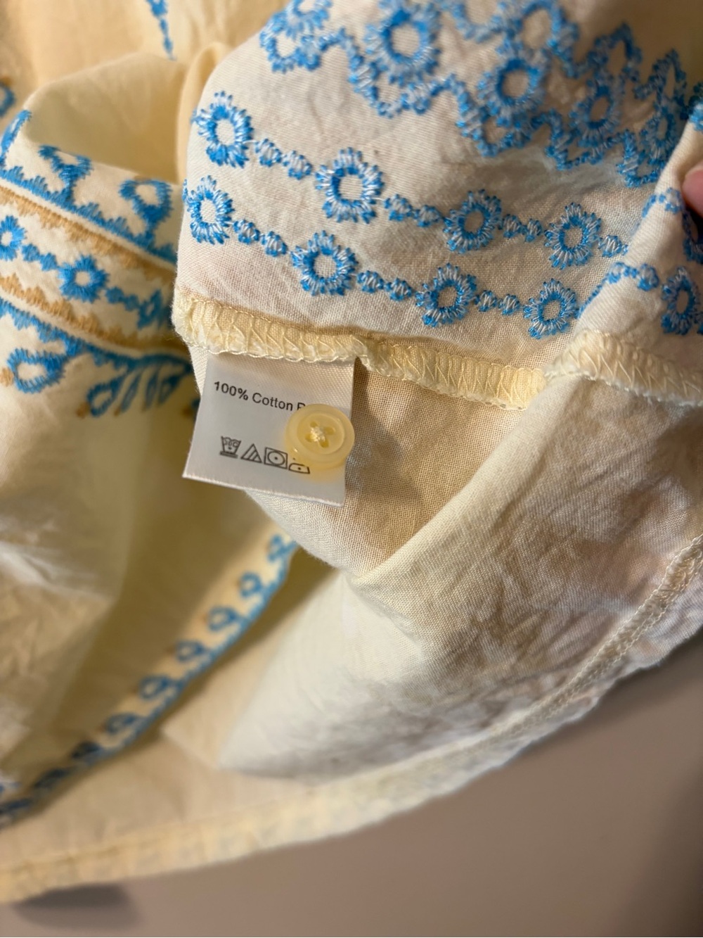 4/$25 Embroidered Boho Tunic Top - Cream with Blue & Coral Floral Details - Picture 6 of 10